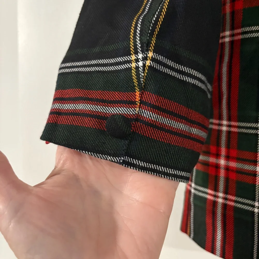 Officina‎ Kids Vintage Plaid Blazer Red Green Tartan Made in Italy Size 32 SM